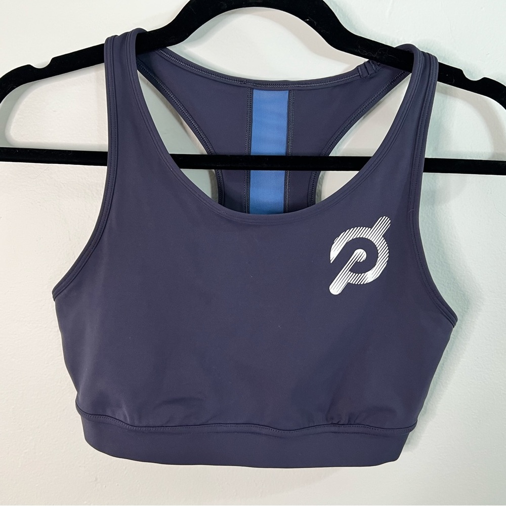 Peloton Sports Bra in Dark Blue with Light Blue Accent